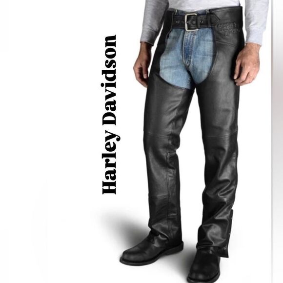Men's Leather Motorcycle Chaps - Ride Protection M, 3XL - Picture 1 of 15
